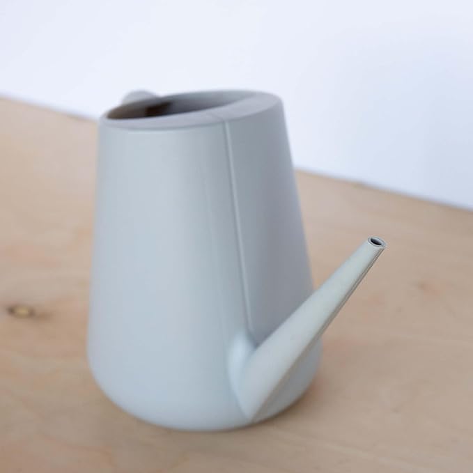 Bloem Fern Cement Gray 1 Gallon Modern Resin Watering Can for Indoor and Outdoor Use