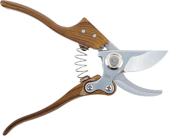 Garvee Pruning Shears for Gardening, Trimming Scissors Wood-Grain Aluminum Handle Garden Shears, Heavy Duty Garden Shears Secateurs Wooden Handle Garden Scissors Pruners Tools