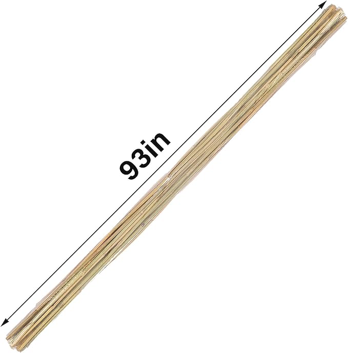 Natural Bamboo Plant Stakes 93in (Approx 8ft) 1" D for Tomatoes, Beans, Flowers, Potted, Climbing Plants 10pcs