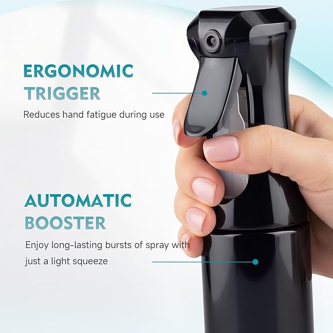 Continuous Spray Bottle, 6.8 OZ Hair Spray Bottles, Ultra-Fine Mister Spray Bottle for Hairstyling, Cleaning, Plants, Pets, Salons, and More (2 Pack)