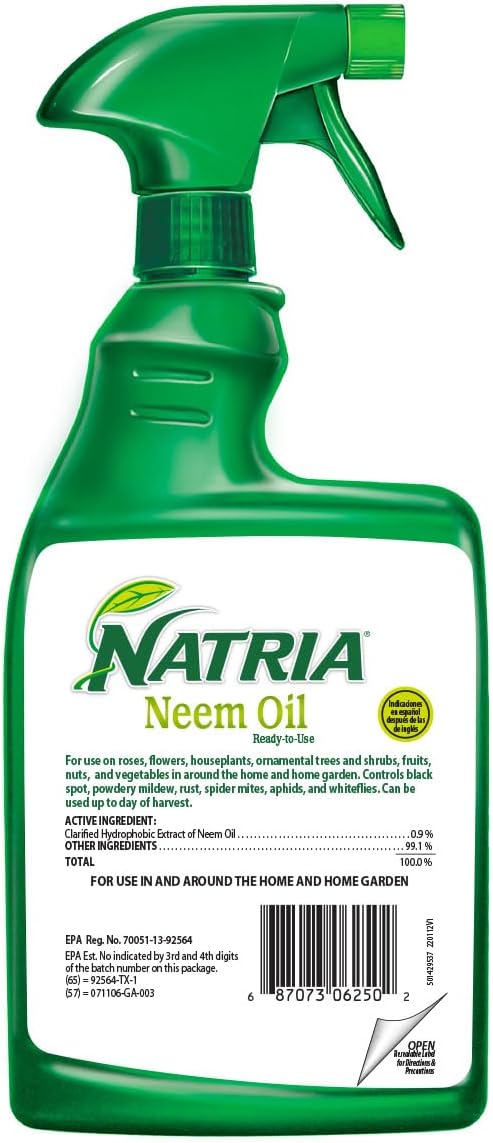 Natria Neem Oil Spray for Plants Pest Organic Disease Control, 24-Ounce, Ready-to-Use