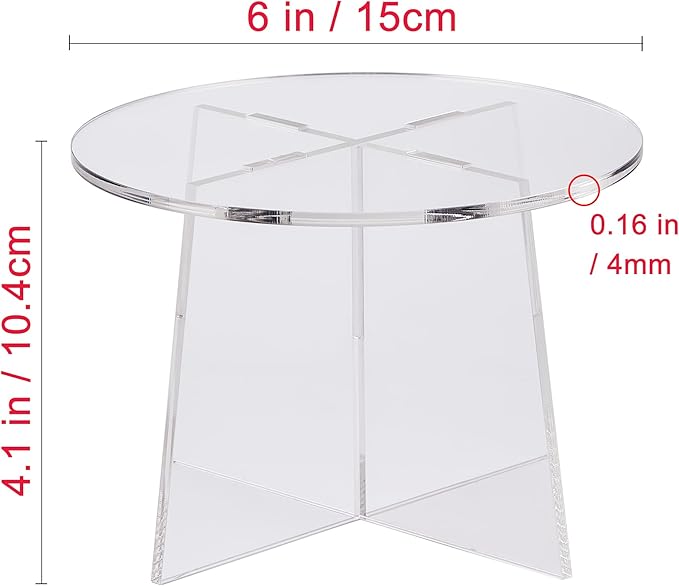 YourGift 6 inches Mini Plant Stand Indoor, Acrylic Planter Stand for Indoor Plants, Desktop Round Plant Holder Shelf for Flower Pots Table Display Rack for Event Decor (Clear)