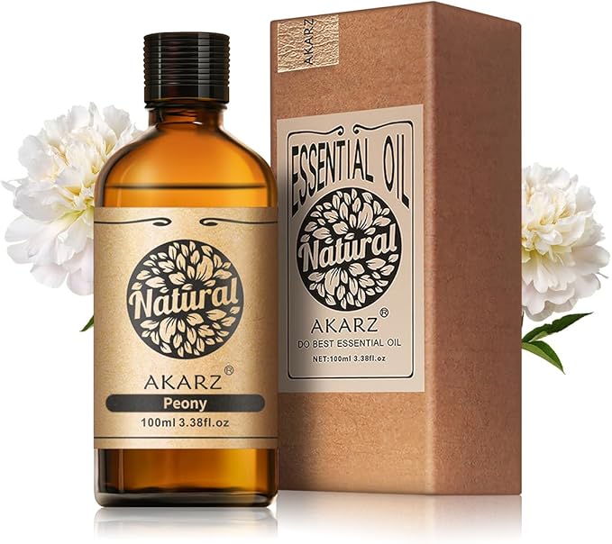 AKARZ 100ml Peony Essential Oil Natural Peony Oil Pure for Candle Making,DIY Skincare Products Massage,Home Spa Relaxation