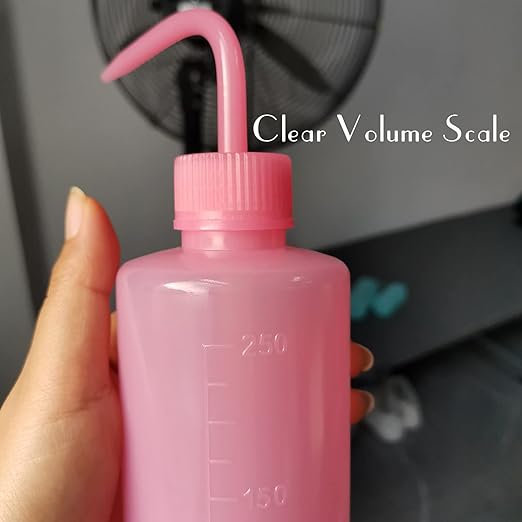 Valchoose Professional 250ml Tattoo Wash Bottle 8.5oz (Pink), Narrow Mouth Squeeze Bottle for Medical Lab Irrigation Squeeze Sprinkling Can Wash Plant Bottle (1Pack)