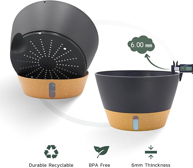 ZMTECH 2 Pack 12 Inch Hanging Planters for Indoor Plants, Large Gray Self Watering Hanging Planter with Water Level Window, Drainage & Adjustable Chain, Outdoor Flower Pots for Patio