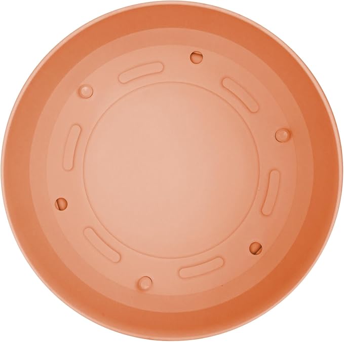 Bloem Mathers Round Planter with Saucer Tray: 12" - Terra Cotta - Modern Design, Durable Plastic Pot, Removable Saucer, for Indoor & Outdoor Use, Gardening, 5.8 Gallon Capacity