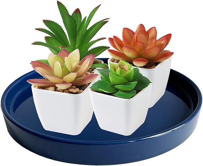 Yukfona Ceramic Plant Saucer Pot Tray 10 Inch, Planter Saucers 4 5 6 7 8 9 10 11 12 13 Inch for Indoors Outdoor, Durable Sturdy Flower Drainage drip Water Tray for Glazed Pots Base (10.7 Inch-Blue)