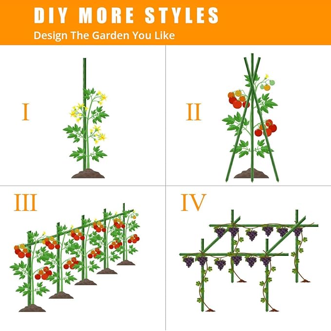 LAVEVE Garden Stakes 67 Inches Heavy Duty Steel Tomato Stake, Plastic Coated Support for Securing Trees, Climbing Plants, Cucumber, Beans, Pack of 20