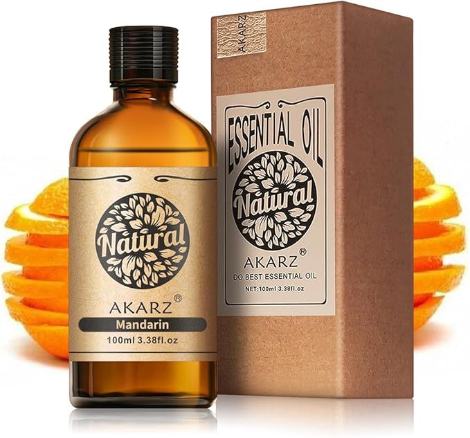 AKARZ 100ml Mandarin Essential Oil Natural Mandarin Oil Pure for Candle Making,DIY Skincare Products Massage,Home Spa Relaxation
