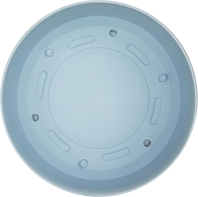 Bloem Mathers 10" Misty Blue Round Modern Resin Garden Planter Pot with Drainage Holes and Removable Saucer Tray Included