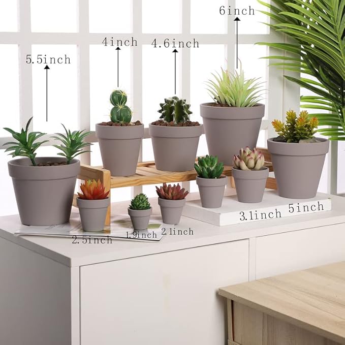 Yishang 2.5 inch Grey Terracotta Pots with Drainage Holes,Small Mini Clay Ceramic Pottery Planter,Cactus Flower Terra Cotta Pots,Succulents Nursery Pots for Indoor/Outdoor Plants,Crafts-12 Pack