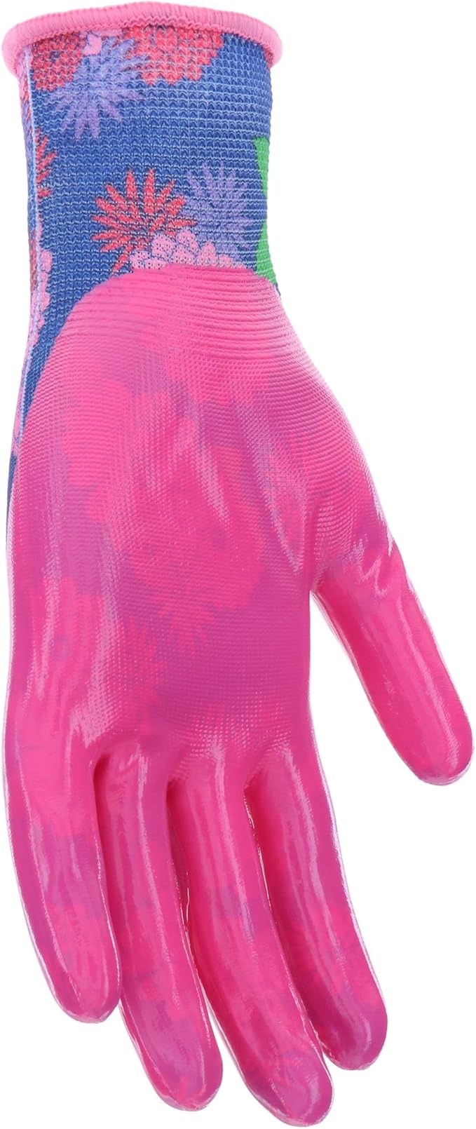 Miracle Gro Women's Nitrile Coated Grip Floral Pattern Gardening Work Gloves
