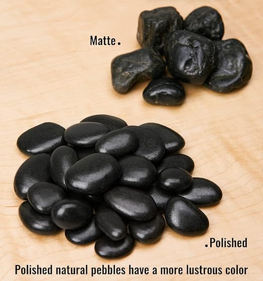 NUPICK 10 Pound River Rocks, 1-2 Inches Polished Pebbles for Plants, Fish Tank, Clear Vase and More, Natural Black Stones