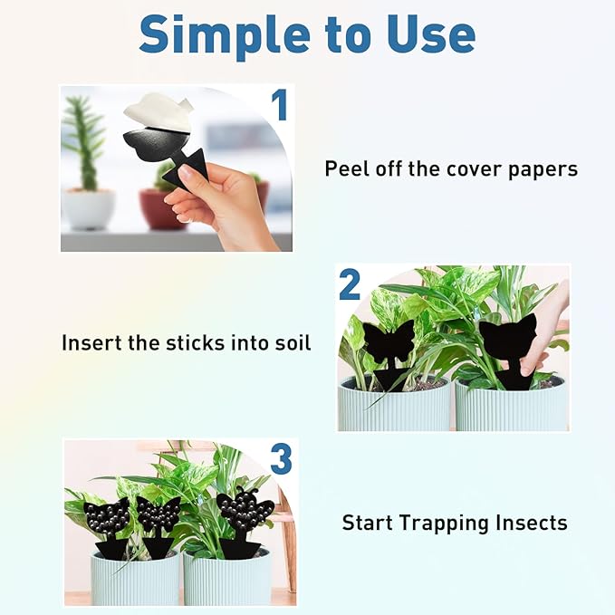120 Pack Fruit Fly Traps for Indoor Outdoor, 3 Shapes Black Sticky Bug Traps, Double-Side Fungus Gnat Killer for Houseplants, Mosquitos, Flying Insects