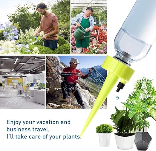 Self Watering Spikes,Plant Waterer,New Upgraded Plant Watering Devices, Automatic Vacation Drip Irrigation Watering Bulbs Globes Stakes System with Slow Release Control Valve Switch (12pcs)