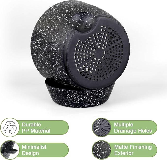 WSMKSZ 12/10/9 inch Large Self Watering Pots, Planter, Plant Pots with Mesh Drainage Holes for Indoor Outdoor Garden Plants, Plastic Flower Pots with Removable Deep Reservoir, Speckled Black