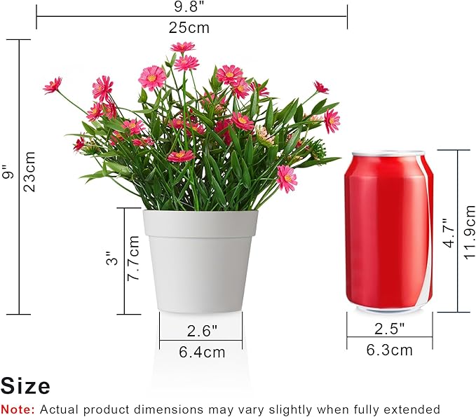 Fake Plants Daisy for Bathroom Decor, Small Potted Artificial Plants Indoor for Shelf Desk Home Bathroom Farmhouse Room Coffee Table Decor, Red (Pack of 2)