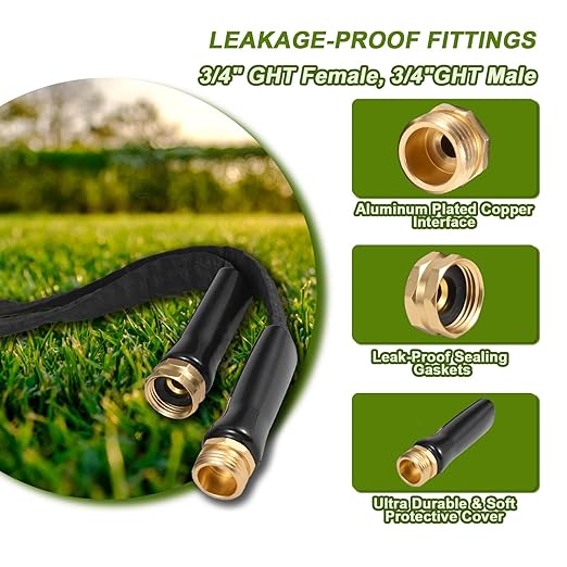 Garden Hose 50FT, Non-Expanding Water Hose, Tangle-Free Hose with 3/4" Leak-Proof Fittings, Ultra Lightweight, Burst-Resistant, Flexible Hose for Yard, Lawn, Outdoor Use with Bonus Soil Moisture Meter