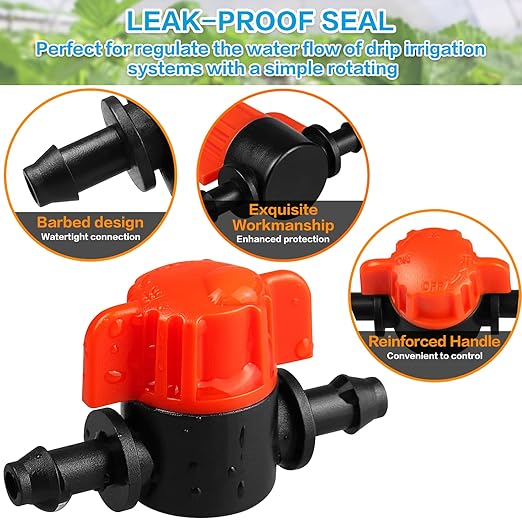Gardrip 1/4" Drip Irrigation Valve：50 Pack Drip Irrigation Shut Off Switch Valve Fits 1/4 Inch Drip Irrigation Tubing Drip Line Cut Off Valve for Garden Lawn Irrigation System