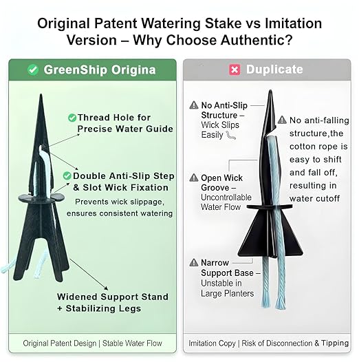 GreenShip 4 Pack Self Watering Planter Insert, Wick Spikes for Plants, Patented Plant Wicks for Self Watering, Plant Stakes for Indoor Outdoor Plants,Vacation Use (Small for Height 4.7"-12" Planter)