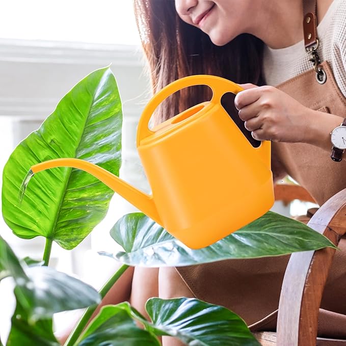Fasmov Watering Can, 1/2 Gallon Plastic Watering Cans with Comfortable Handle, Small Garden Watering Cans Long Spout for Indoor Outdoor Watering Plants, Yellow