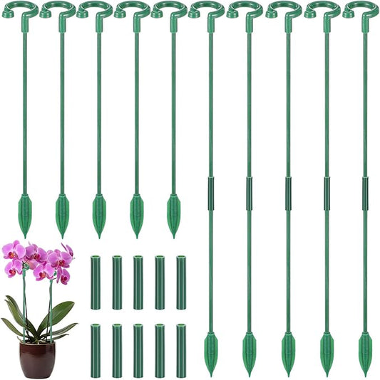 Nogeqi 20 Pack Adjustable Plant Support Stakes,Orchid Stakes and Clips,Plant Holder Stick for Garden,Plants Supports for Tomato Rose Outdoor Indoor Plants(with 10 Extenders)