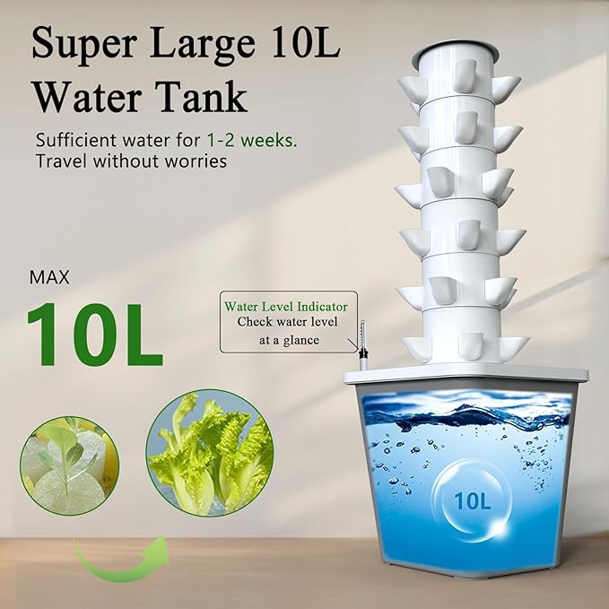 Hydroponics Growing System, 30-Plant Indoor Tower with Pump System, Plants Germination Kit, Vertical Hydroponic System for Gardening Lover (No Seed)