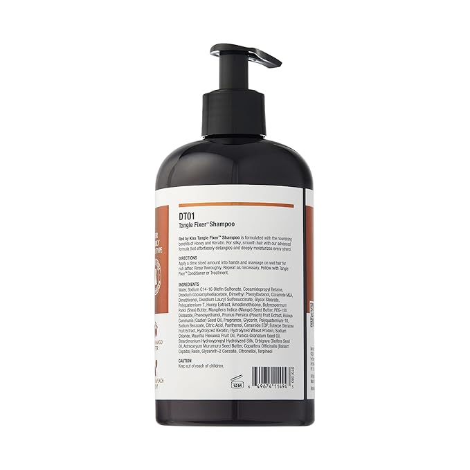Red by Kiss Tangle Fixer with Honey & Keratin, Sulfate-Free Detangling Shampoo for Shine & Frizz Protection, Mango & Peach Scent