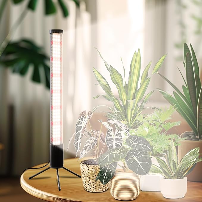 T10 Vertical Grow Light, 6000K Full Spectrum Desktop Plant Light 16.7",Hung or Stood, with 3 Modes & 5 Dimming Levels, Suitable Small & Medium Plants Indoors, Auto On Off Timing 4/8/12/18Hrs (1)