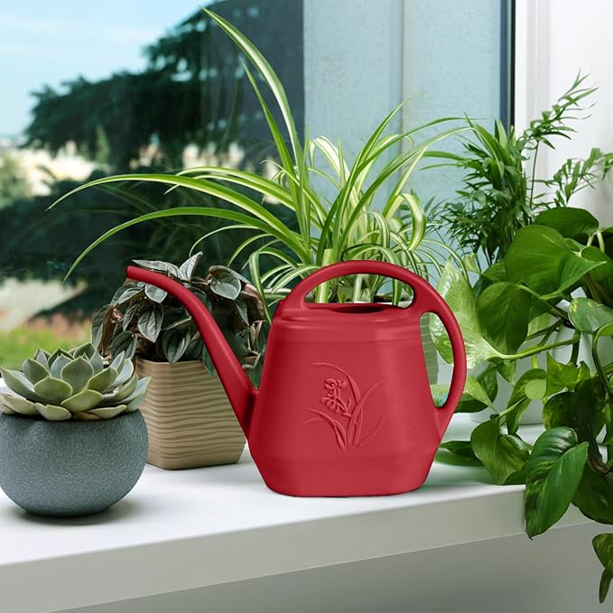 Hand Watering Can - for Home Plant Garden - 1/2 Gallon - Wine Red