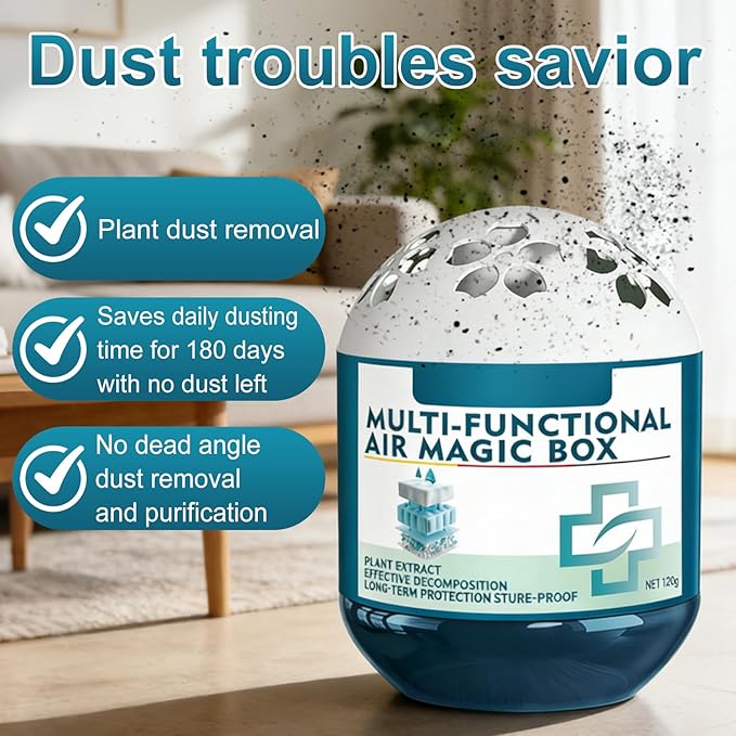 Indoor Air Purification Dust Removal Magic Box,Multi Functional Air Magic Box,Automatic Dust Collection Air Box for Home,Plant Extract Formula,No Electricity & Noise,For Any Room(120g)