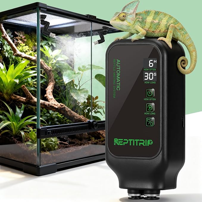 Reptile Mister System with Timer, Reptile Humidifiers Automatic, 360°Adjustable Misting Nozzles, DIY Misting System for Amphibians, and Rainforest Plants