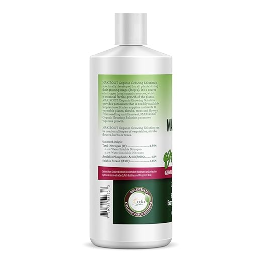 Organic Growing Fertilizer 32 oz, CDFA Organic Registered. Plant Care Fertilizer for Vegetable Gardens Like Tomato, Cucumber, Squash, Beans and All Other Plants