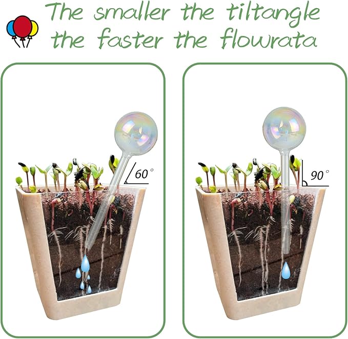 Iridescent Self Watering Globes, Glass Rainbow Watering Globes, Water Globes for Indoor Plants Small Plant Watering Globes Small Watering Globes for Everyday or Vacation Use, 3-Pack