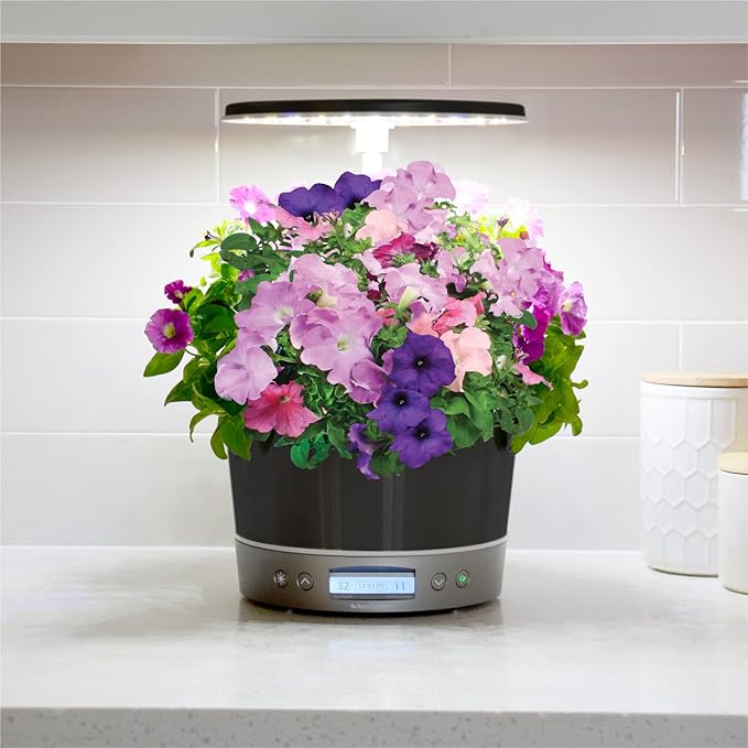 AeroGarden Harvest Elite 360 Indoor Garden Hydroponic System with LED Grow Light and Herb Kit, Holds up to 6 Pods, Platinum