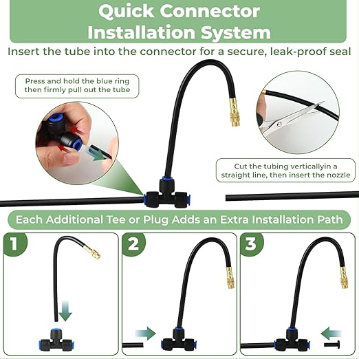 Drip Irrigation System for Watering Garden: 31FT Automatic Atomizing Kits with Parts Include Fittings 1/2" 1/4" Tubing Hose Quick Connect 10 PCS Adjustable Sprinklers for Outdoor Lawn Yard Greenhouse