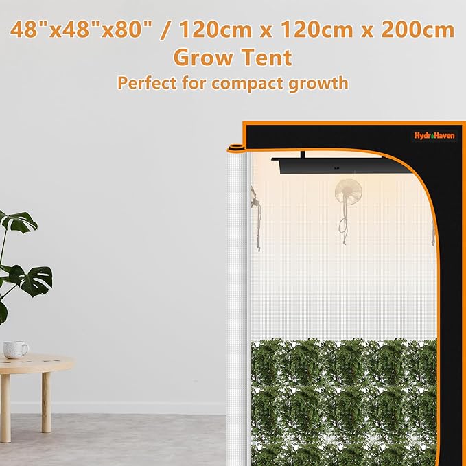 4x4 Grow Tent Kit (48"x48"x80") - Heavy-Duty 600D Diamond Mylar Lining, 98% Reflective, Viewing Window & Waterproof Floor Tray for Hydroponics Indoor Growing