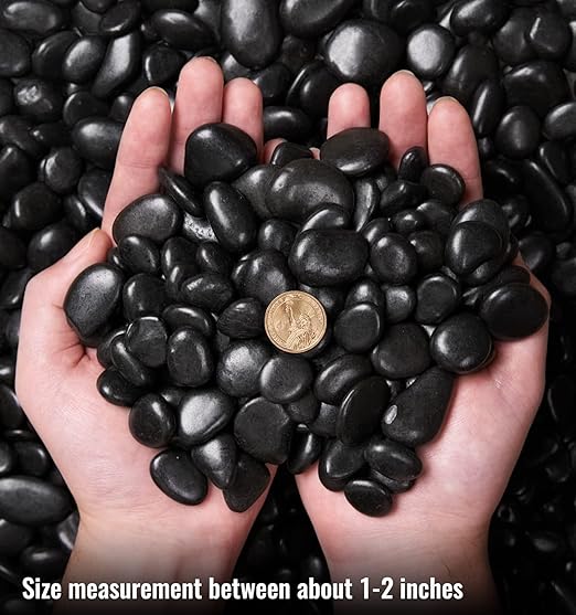 NUPICK 10 Pound River Rocks, 1-2 Inches Polished Pebbles for Plants, Fish Tank, Clear Vase and More, Natural Black Stones