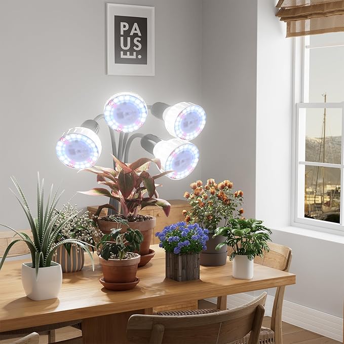 GooingTop Grow Light,48W (320Watts Equiv) 5000K White Full Spectrum LED Growing Lamp Clip on Desk for Indoor Plants,Bulbs Replaceable & Non-dimmable