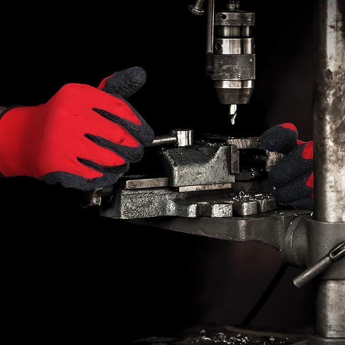 Evridwear Crinkle Latex Rubber Hand Coated Safety Work Gloves for Men Women General Multi Use Construction Warehouse Gardening Assembly Landscaping,Red Small 120 Pairs Pack