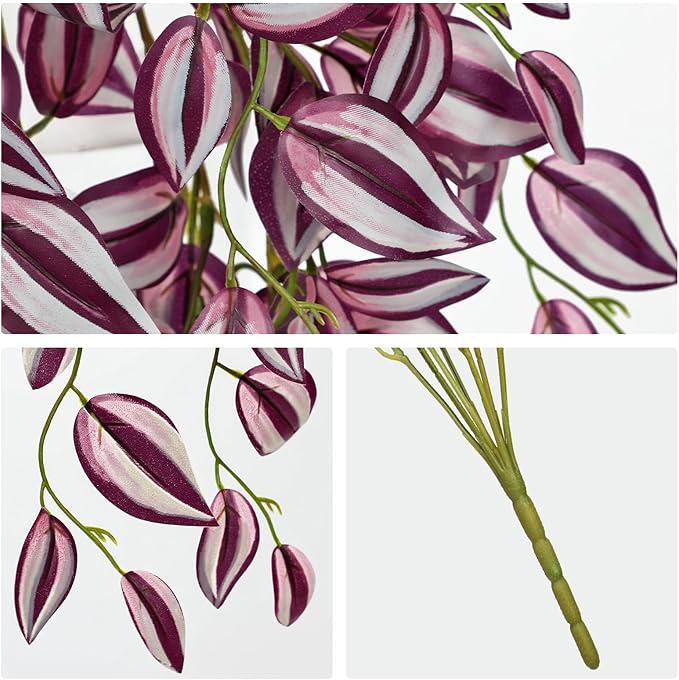 DILATATA Fake Hanging Plants Artificial Hanging Plants 181 Leaves Faux Wandering Jew Hanging Leaves Plant for Wall Shelf Home Indoor Outdoor Decor - 5 Pack