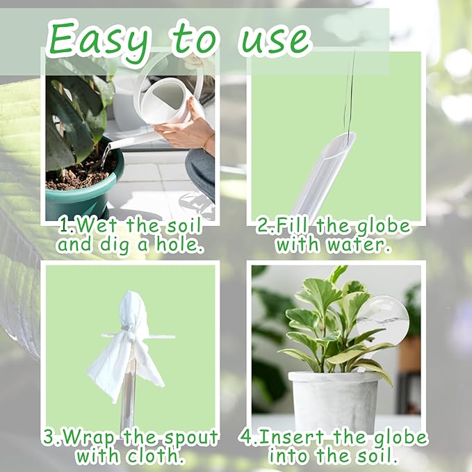 12 PCS Large Plastic Self-Watering Bulbs,Clear Watering Globes,Plant Watering Globes for Plants,Graden,Flowers Flowerpot