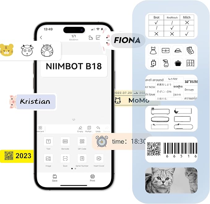 NIIMBOT Thermal Transfer Labels 0.55''x1.57'', for N1(B18) Label Maker, PET Material, Waterproof and High-Temperature Resistance, Long Storage Time, White(14x40mm-150)