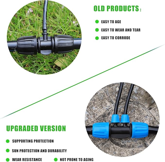 10 Pcs 1/2 to 1/4 inch Garden Hose Tubing Irrigation Fittings,4-Way Anti-Leak 1/2'' to 1/4'' Locked Barbed Drip Irrigation Tee Connectors (1/2"IDx0.6-0.63"OD) 1/2'' to 1/4'' Irrigation Tubing Fitting