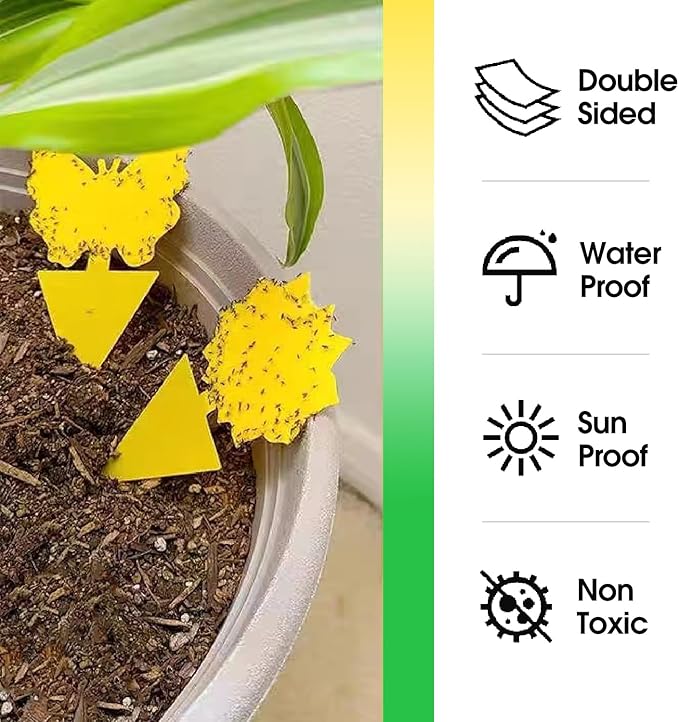58 Pack Flying Insect Traps for Plants – Yellow Sticky Traps for Gnat, Fly & Flying Bug, Indoor Outdoor Flying Bug Catcher for Pots, Garden & Kitchen, Kid & Pet Safe, Non-Toxic (58 Pcs Classic)
