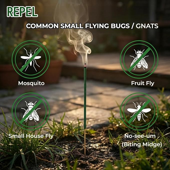 KICKOUTOR® Mosquito Repellent Outdoor Patio 120 PCS Citronella Oil Mosquito Incense Sticks Natural Organic Mosquito Barrier Mosquito Repeller for Backyard Travel Camping Indoors Gnat Mosquito Control