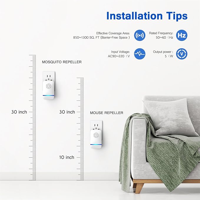 2026 Upgrade Ultrasonic Repeller & Insect Indoor Repeller 6 Pack, Plug-in Pest Control for Mice, Roaches, Spiders, Mosquitoes & Flies, Safe for Kids and Pets