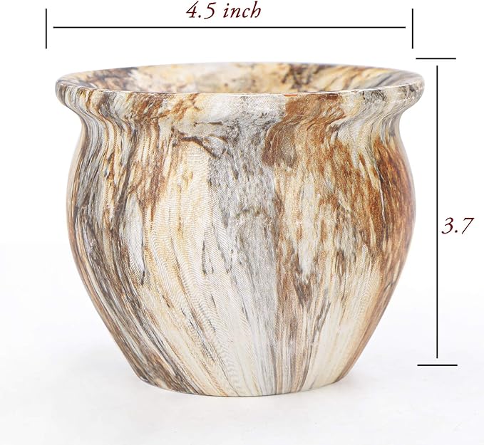 ARTKETTY Succulent Pots, 4.5 Inch Small Succulent Planter Pot with Drainage Bamboo Trays, Ceramic Flower Pots for Indoor/Outdoor Cactus Plants Set of 4