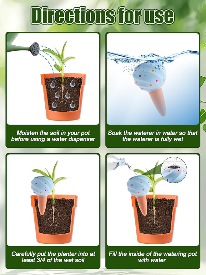 Kalolary 4PCS Plant Watering Globes Self Watering Stakes Terracotta Drip Water Stakes﻿ Irrigation Watering Bulbs for Pot, Indoor, Outdoor, Vacation (Conch)