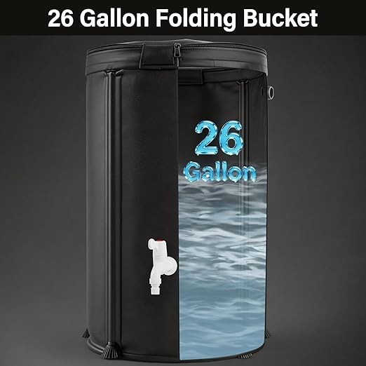 Auto Drip Irrigation System Kits, with 26 Gallon Bucket, 25W Water Pump, 24 Drip Emitters, 24 Planting Bags for Indoor and Outdoor Automatic Watering System for Grow Tent, Greenhouse, Lawn